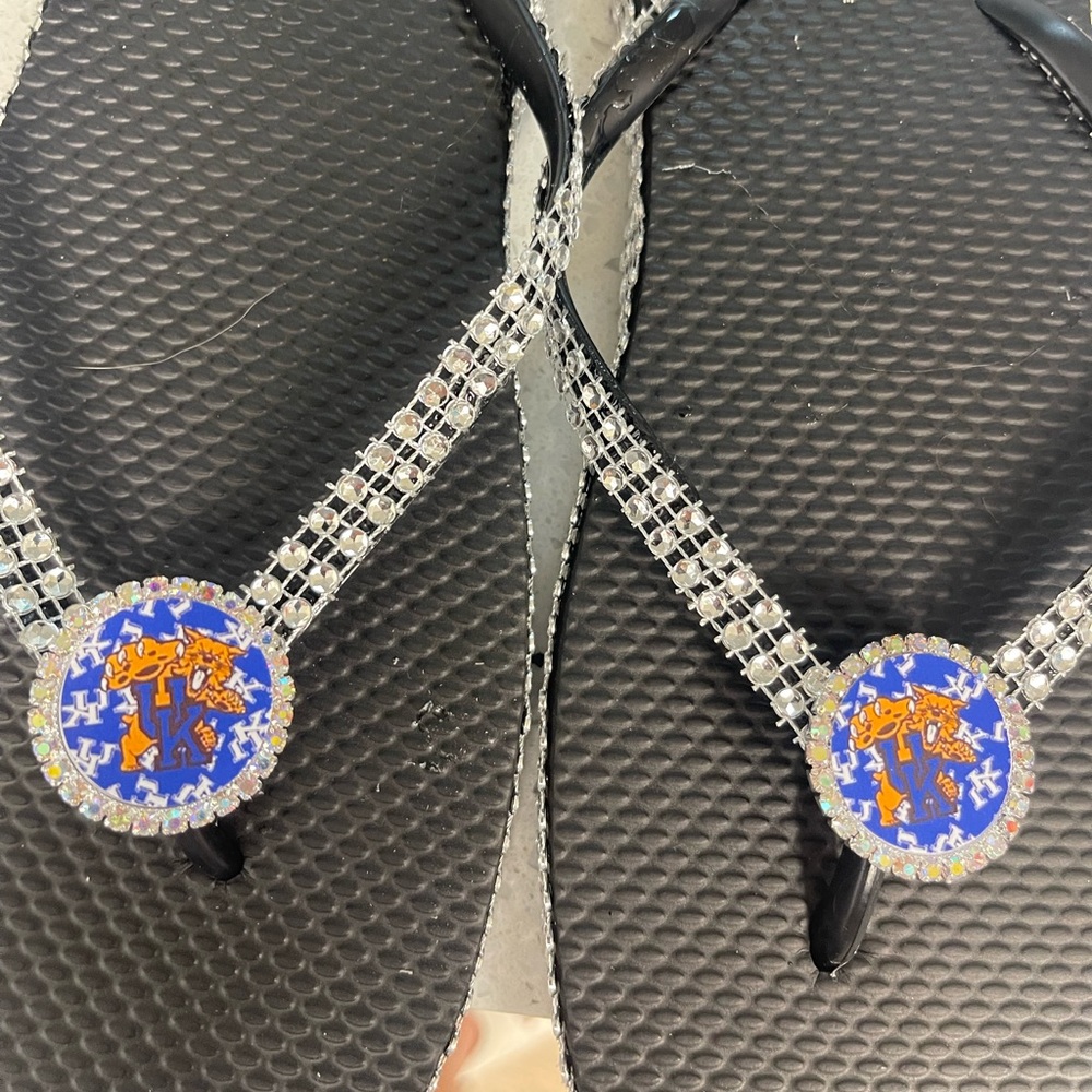 Black and Silver Rhinestone Flip Flops